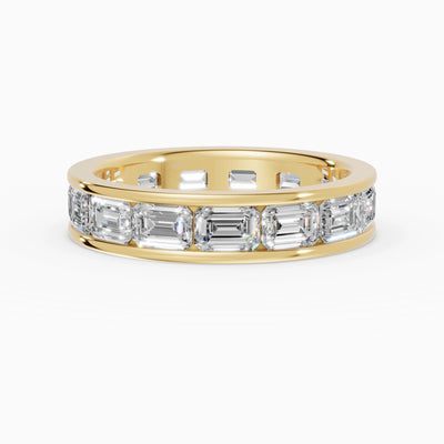 Anillo de compromiso Volta en oro amarillo de 4 mm con diamante corte esmeralda 4x2,8 mm