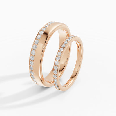 Set Fedi Nuziali Pavé Diamanti Coppia | LUX