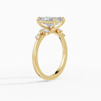 JASMINE radiant cluster engagement ring in white gold - side view