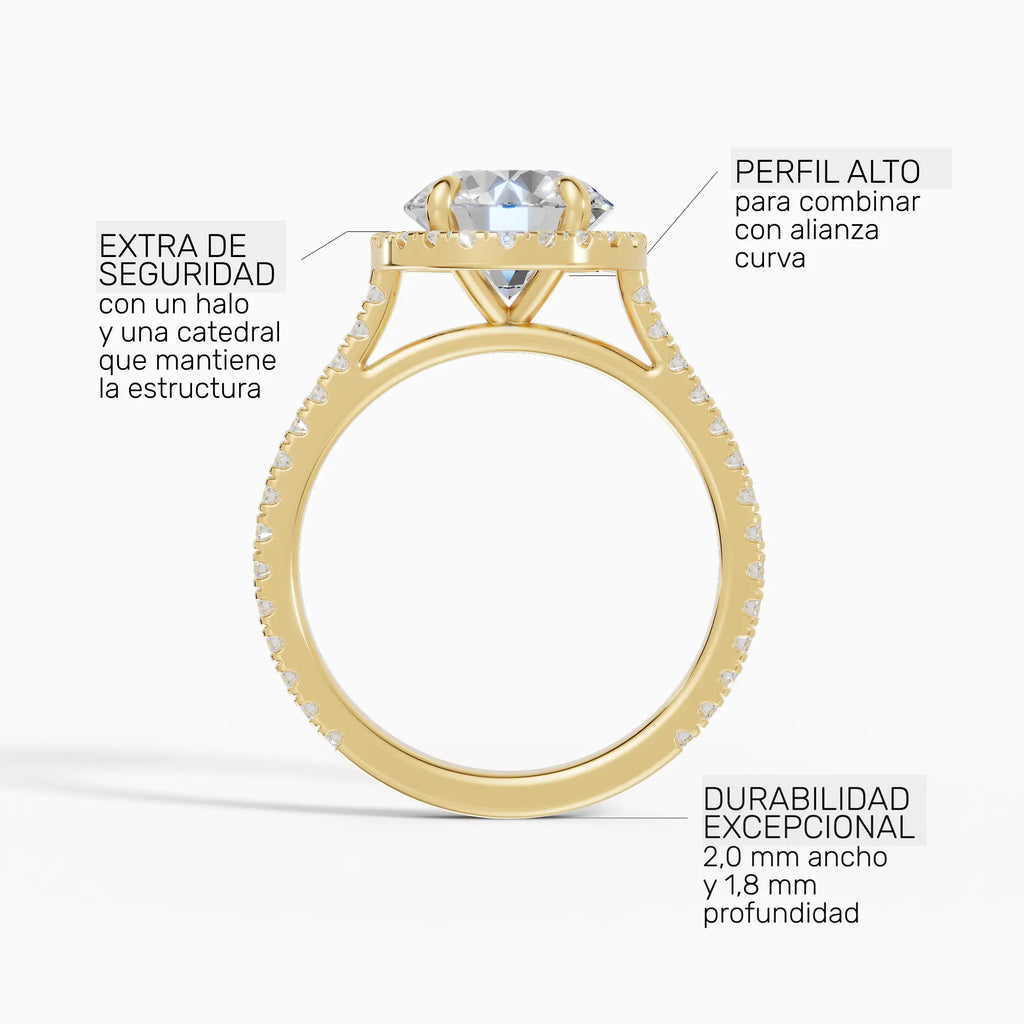 HELIA | Anillo halo pera con catedral