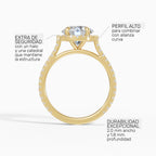 HELIA pear halo with cathedral setting engagement ring in platinum - perspective