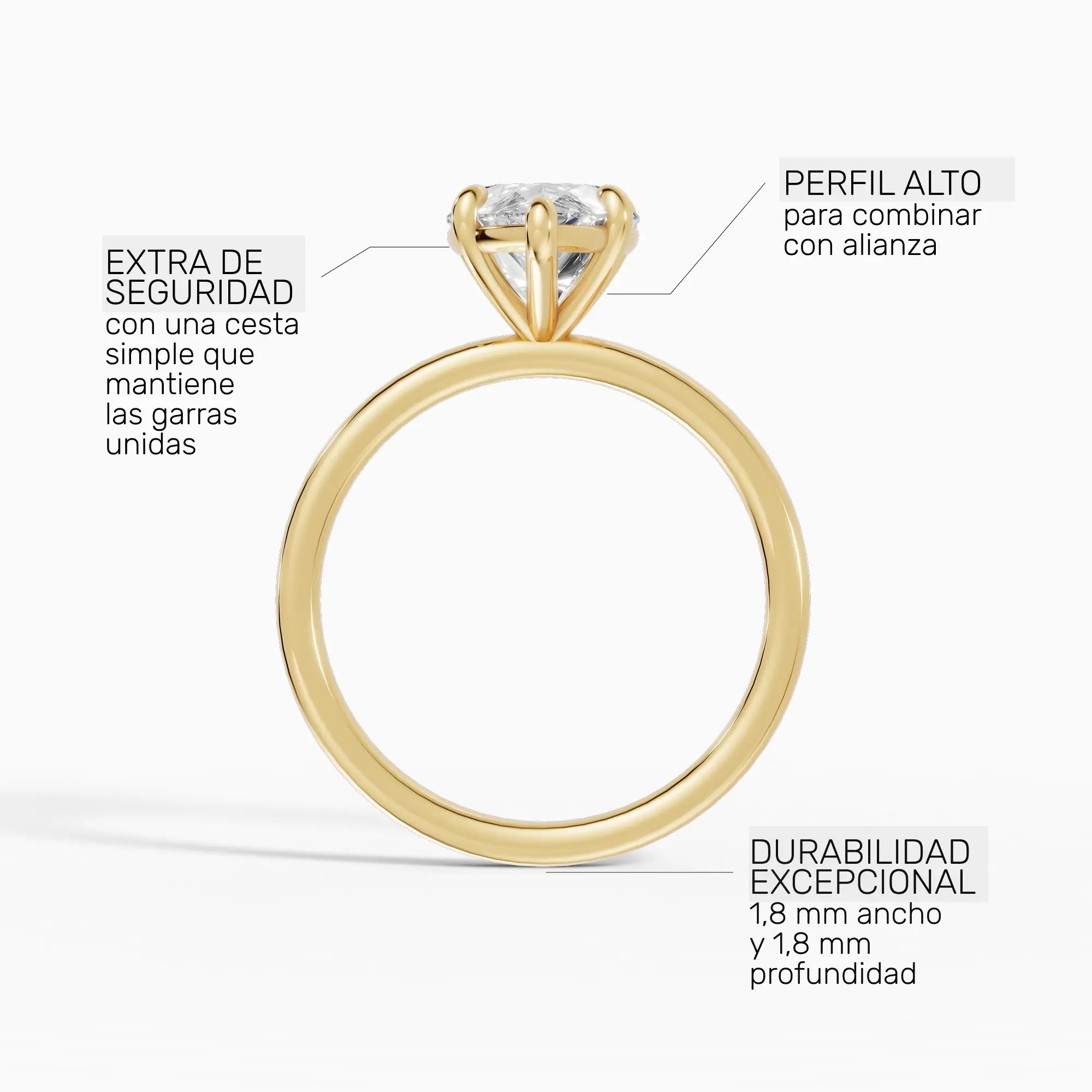 Anillo de compromiso GAIA pera solitario en oro amarillo 14k - perspectiva