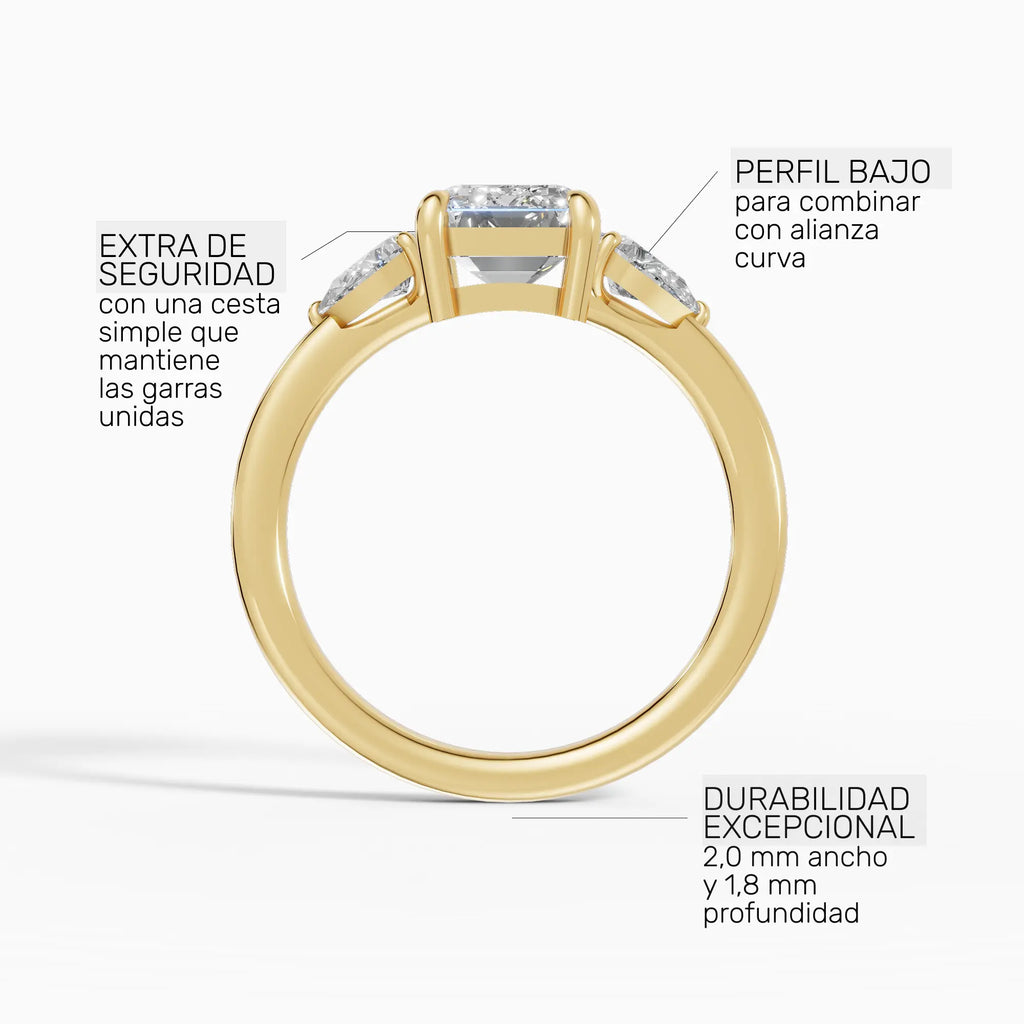 Anillo de compromiso ELARA esmeralda trilogía - puesto en mano