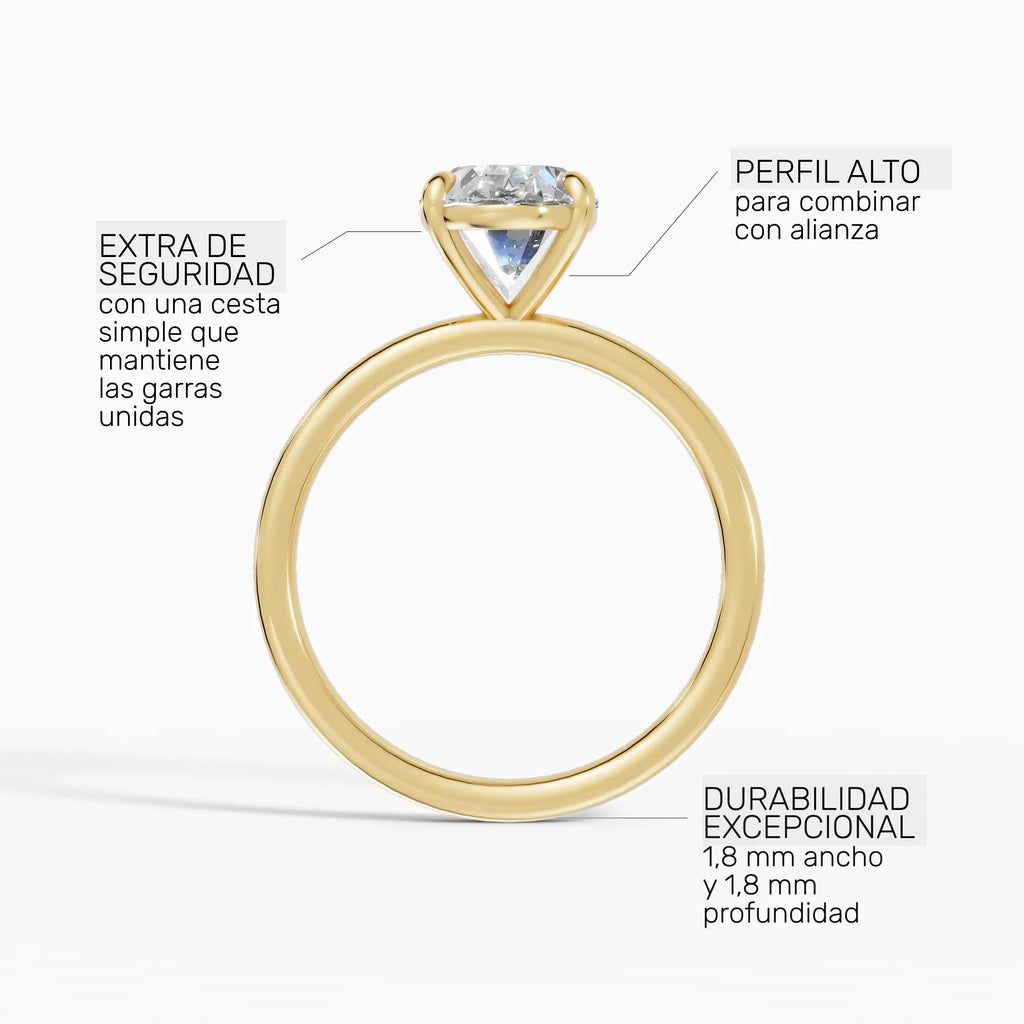 Anillo de compromiso GAIA oval solitario en oro amarillo 14k - perspectiva