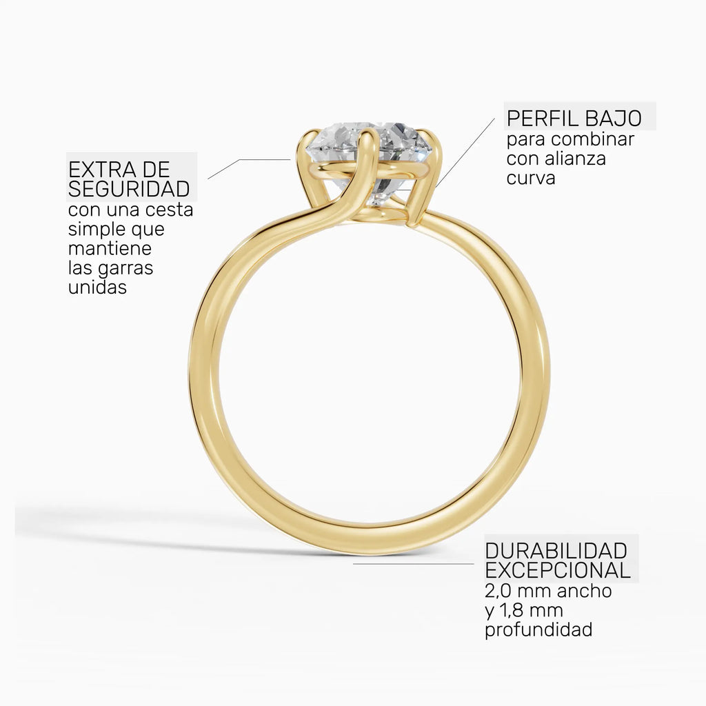 Anillo de compromiso AXIS oval con engaste compás bypass en platino - perspectiva