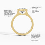 Anillo de compromiso HERA pera solitario biselado en oro amarillo - ficha técnica de seguridad y perfil