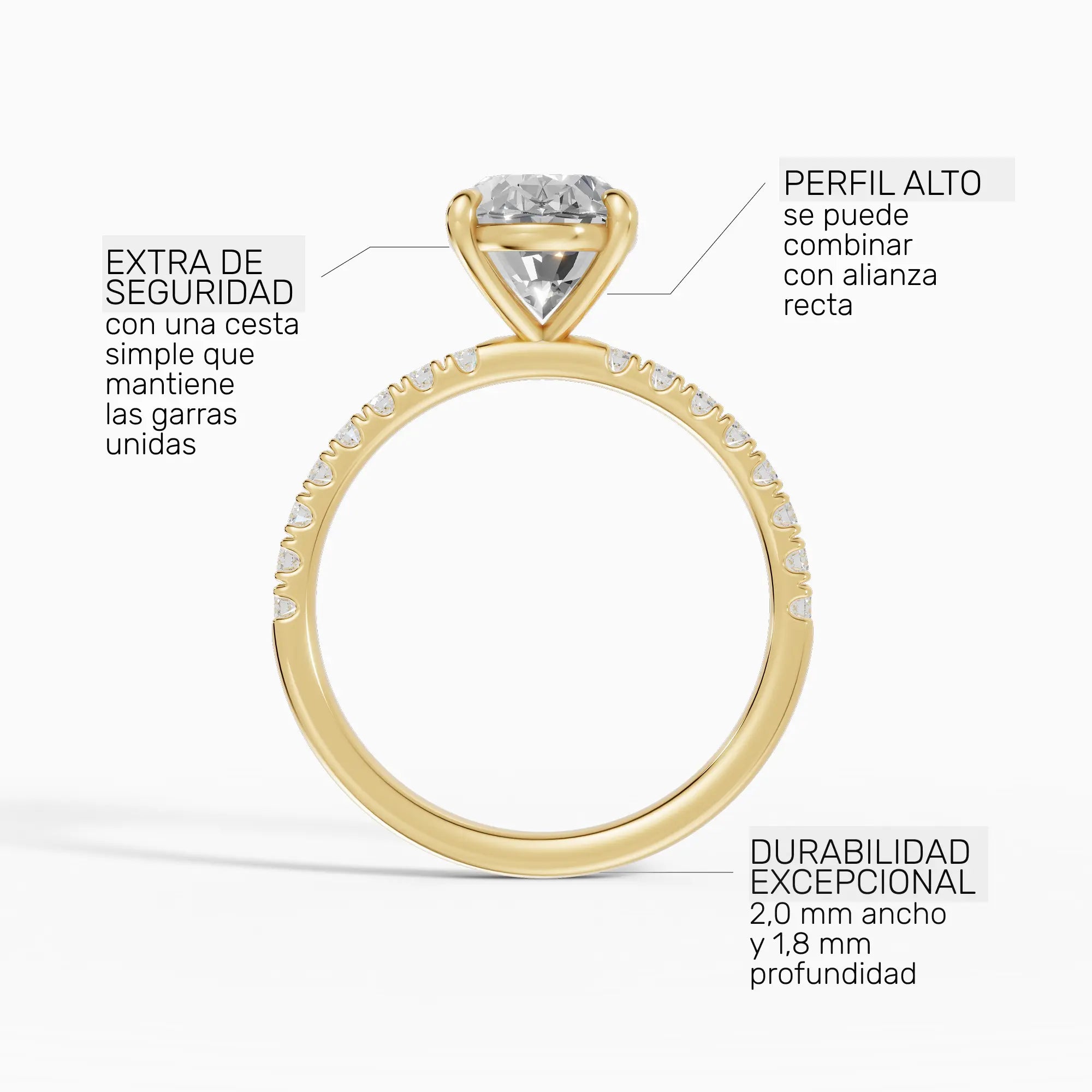 AURORA | Anillo solitario corte oval medio pavé