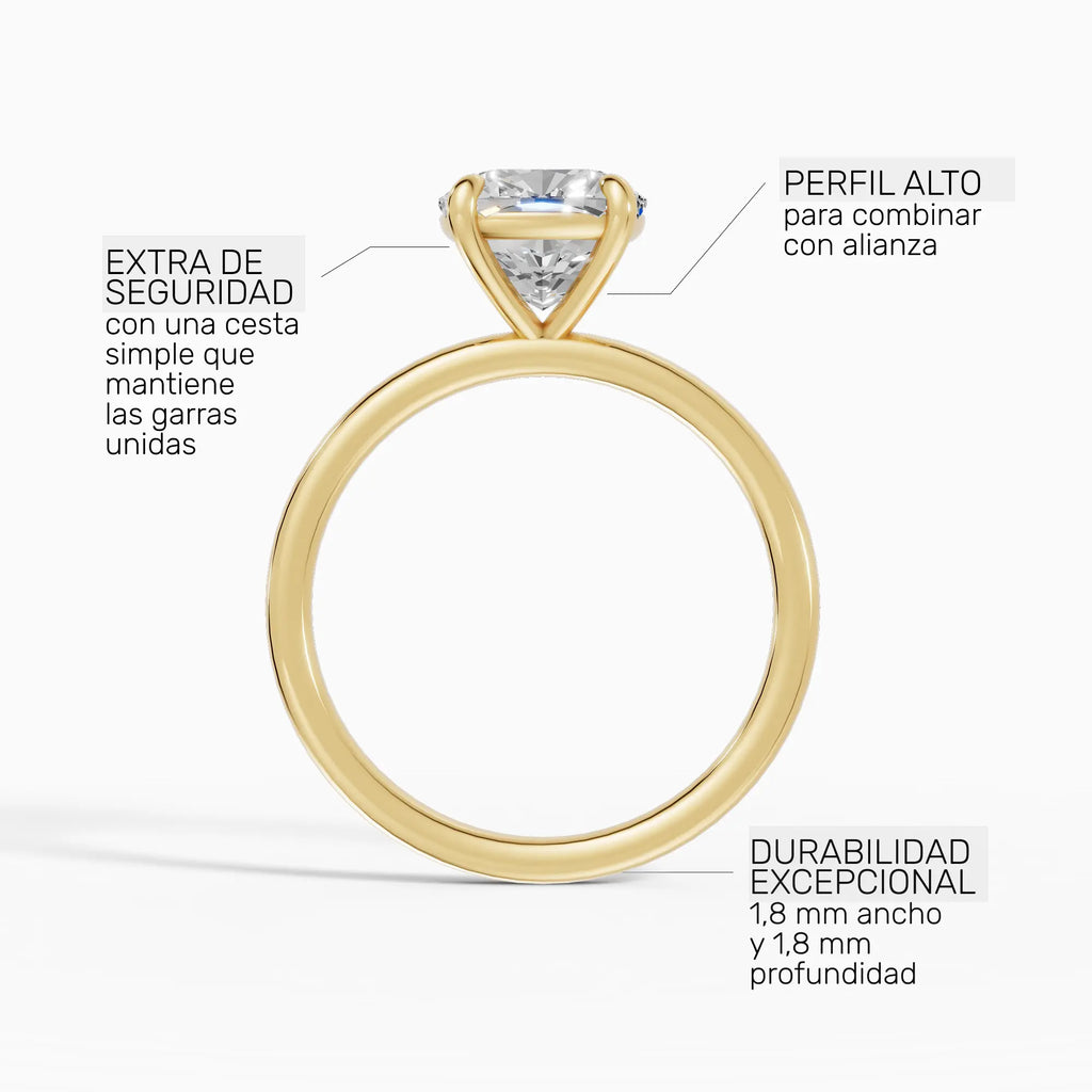 Anillo de compromiso GAIA cojín solitario en oro amarillo 14k - perspectiva
