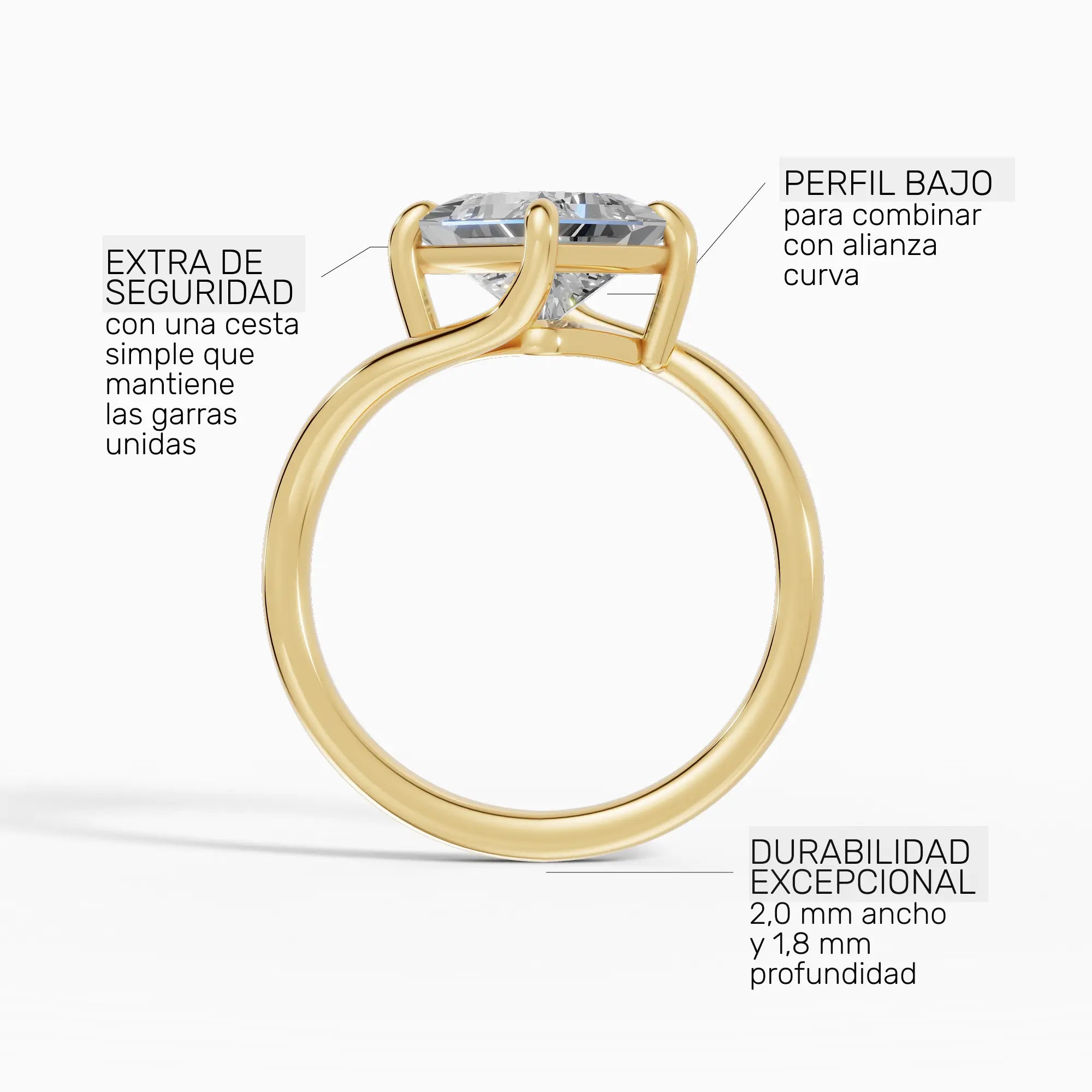 AXIS | Anillo princesa con engaste compás bypass