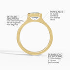 Anillo de compromiso HERA esmeralda solitario biselado en oro amarillo - ficha técnica de seguridad y perfil