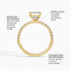 AURORA emerald cut half-pavé solitaire engagement ring in platinum - perspective