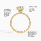 AURORA cushion half-pavé solitaire engagement ring in platinum - perspective
