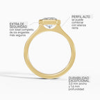 Anillo de compromiso HERA radiante solitario biselado en oro amarillo - ficha técnica de seguridad y perfil