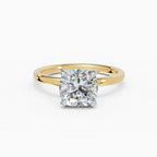 Anillo de compromiso THEIA cojín solitario halo escondido
