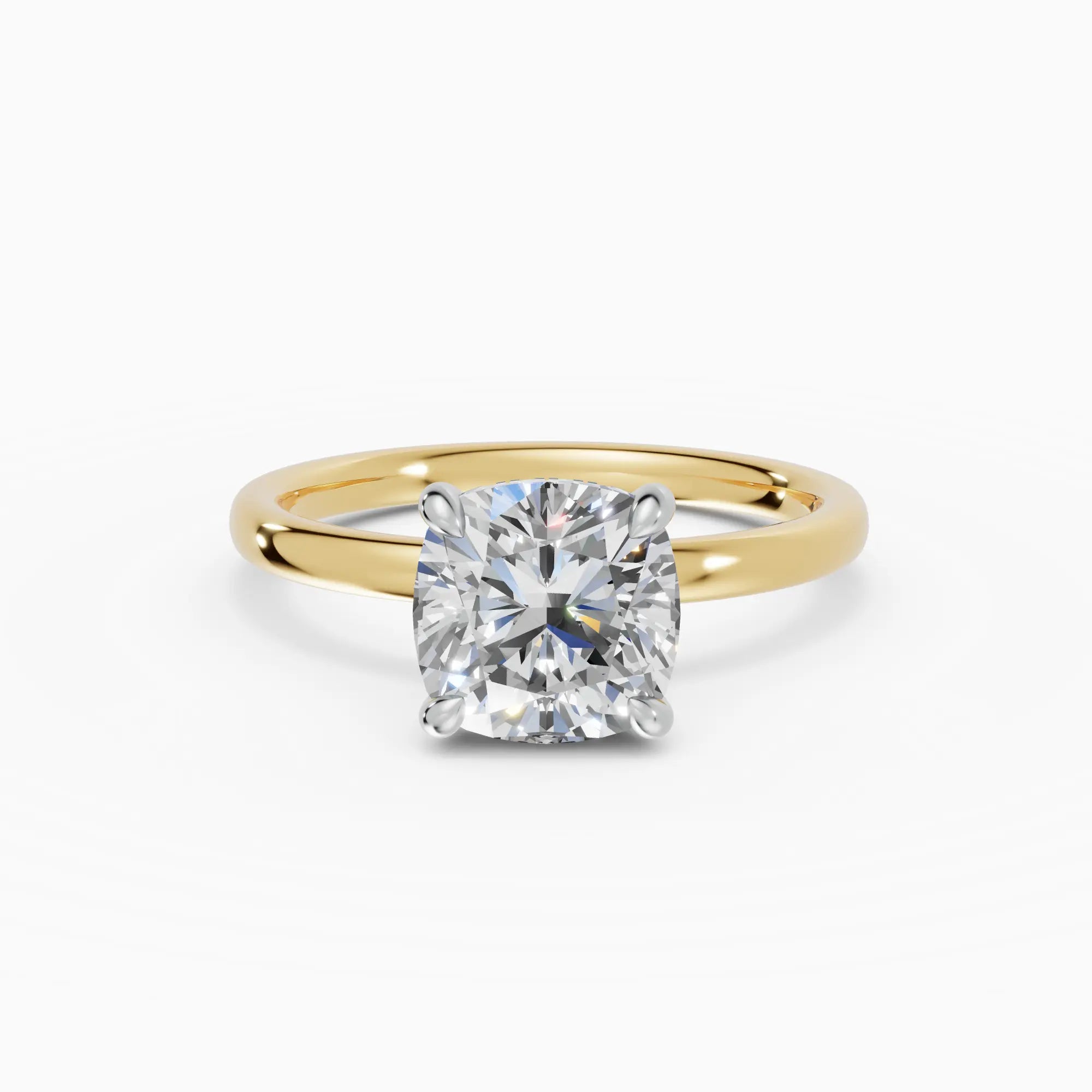 Anillo de compromiso THEIA cojín solitario halo escondido