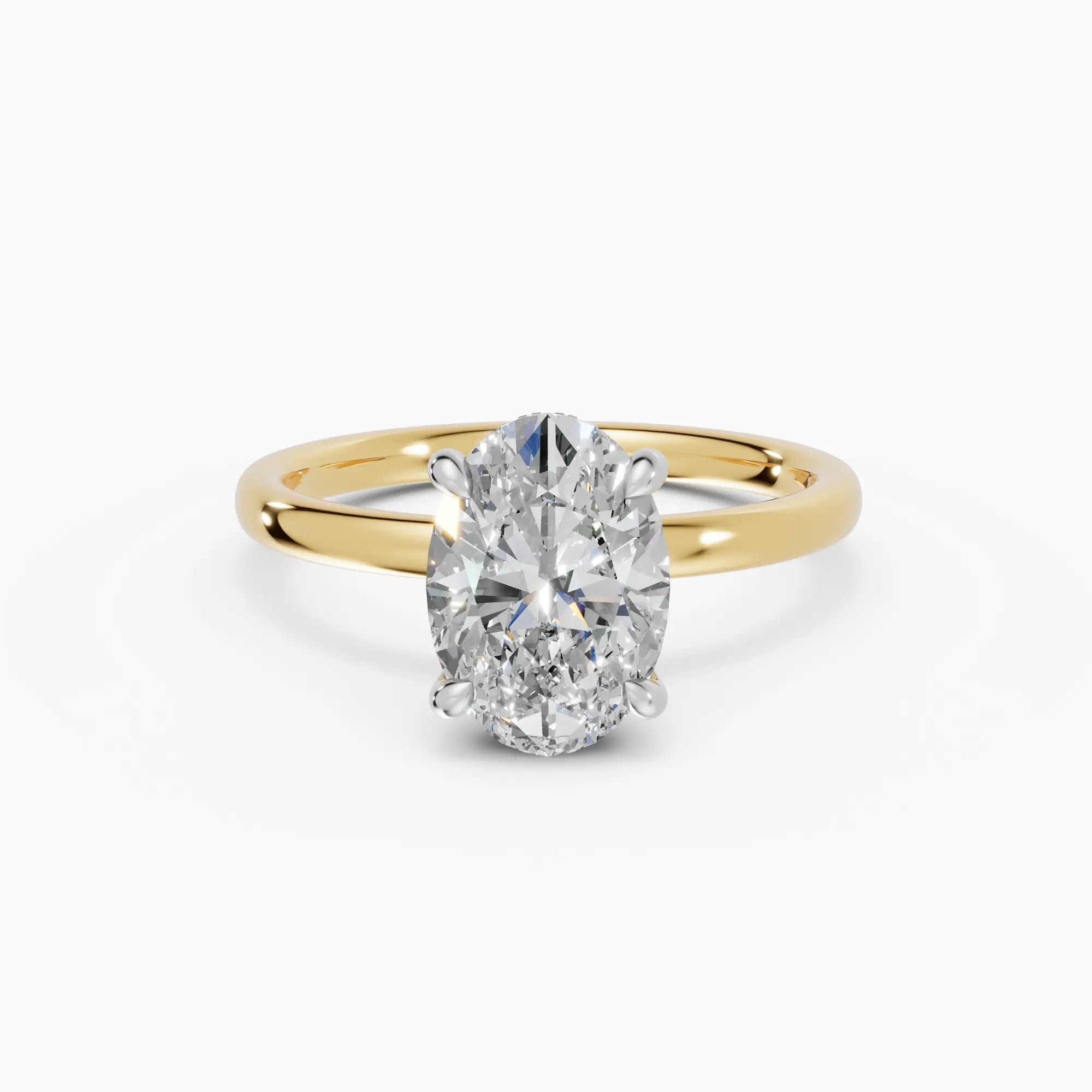 Anillo de compromiso THEIA oval solitario halo escondido