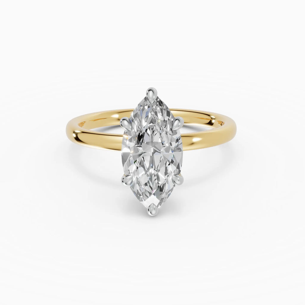 Anillo de compromiso THEIA marquesa solitario halo escondido