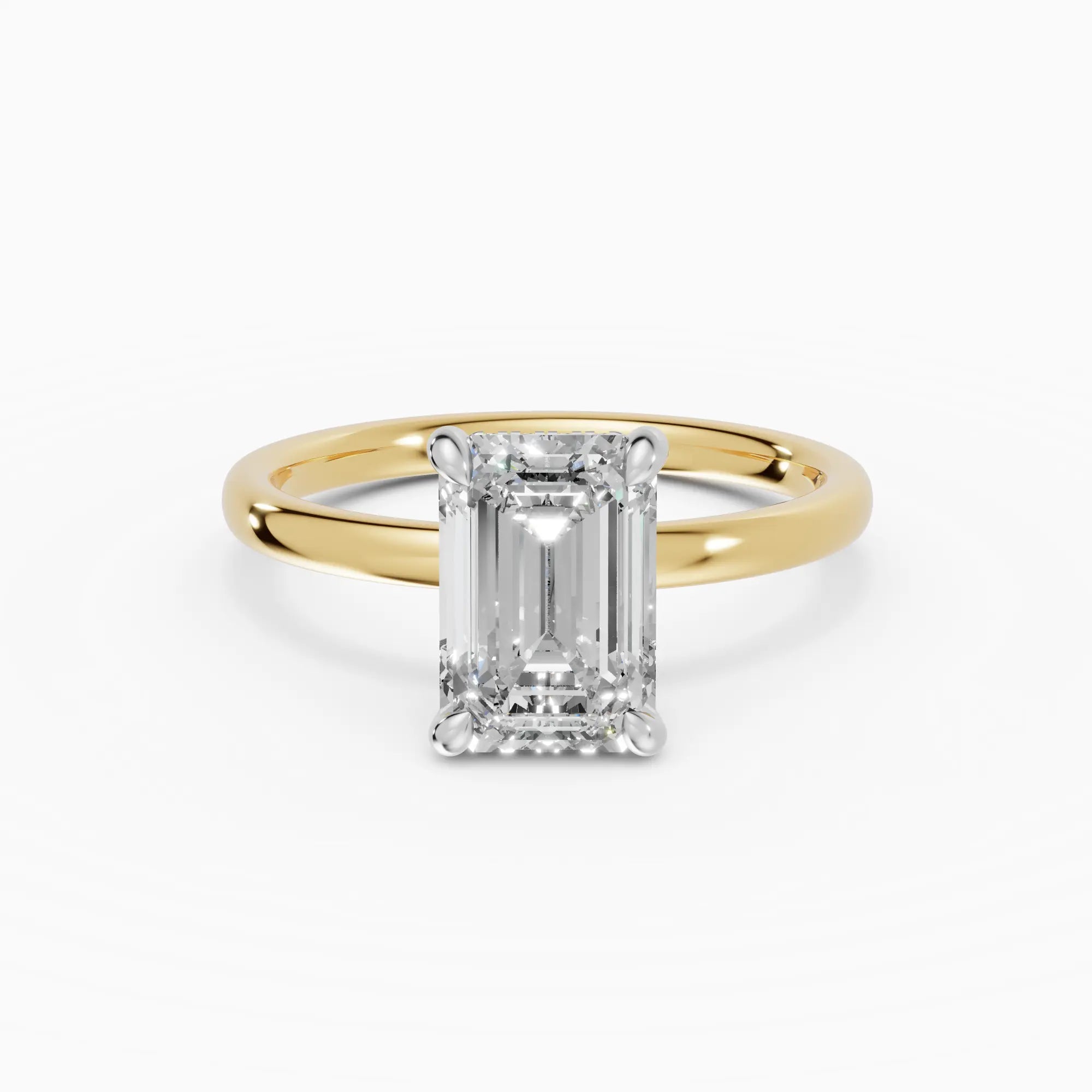 Anillo de compromiso THEIA esmeralda solitario halo escondido