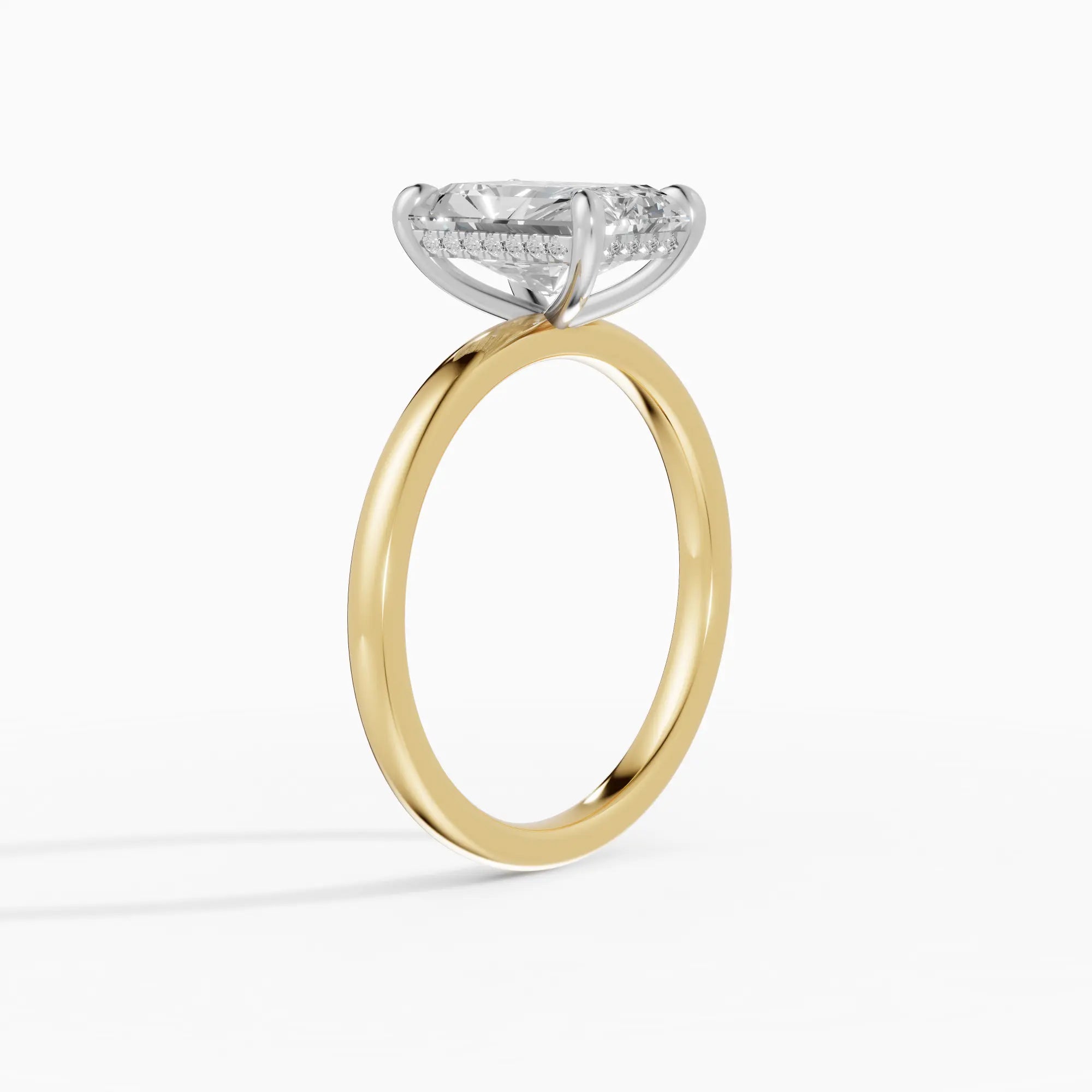 Anillo de compromiso THEIA radiante solitario halo escondido