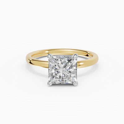 THEIA | Anillo solitario halo escondido princesa