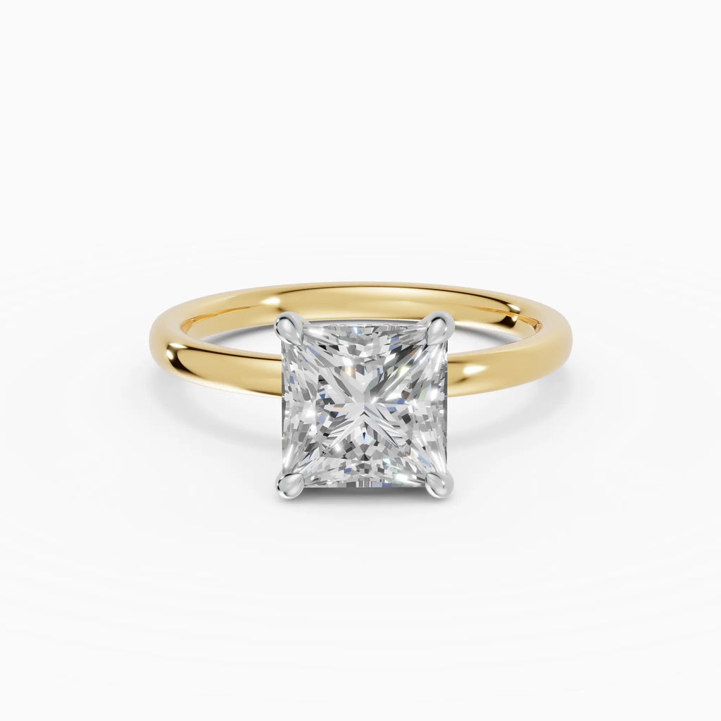 Anillo de compromiso THEIA princesa solitario halo escondido