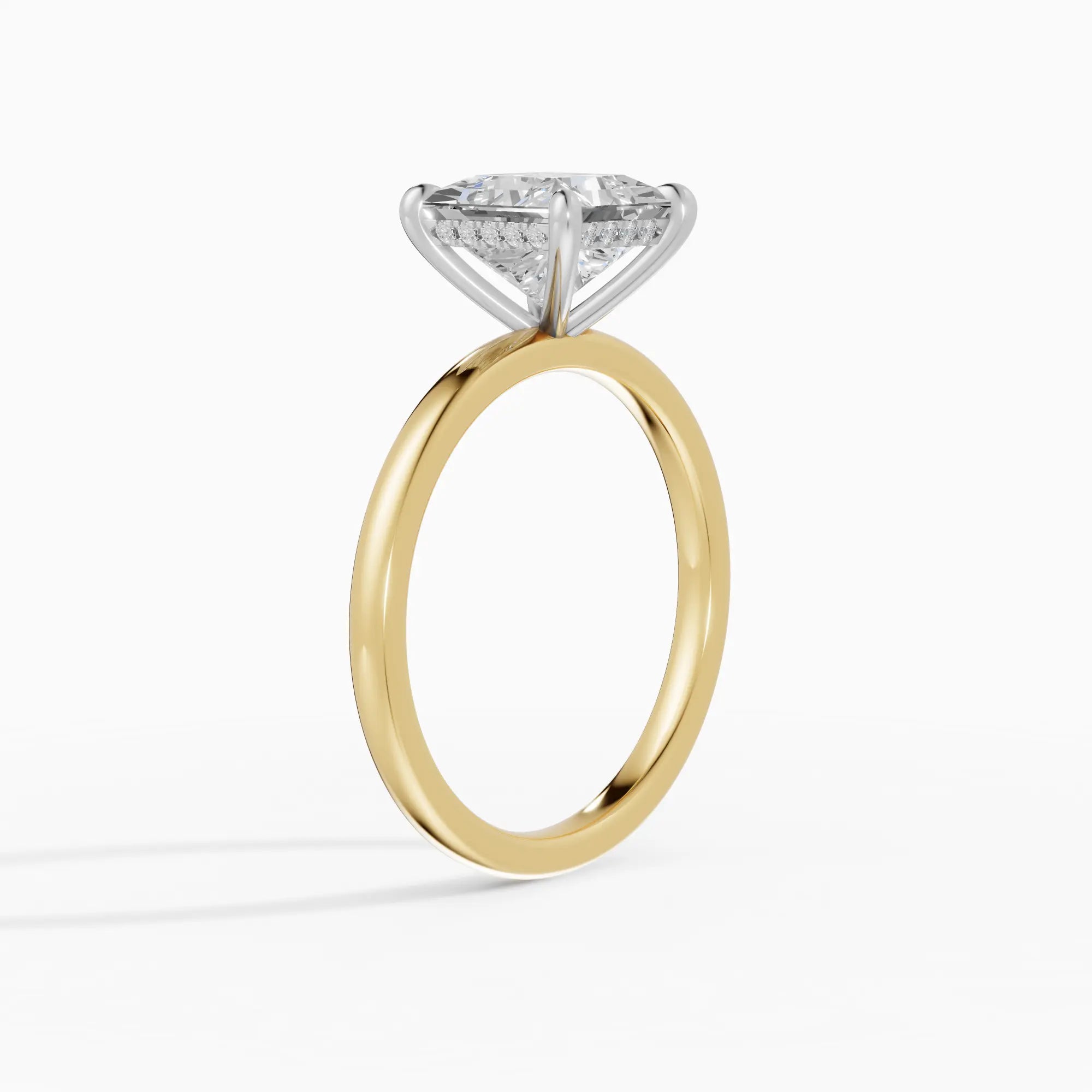 THEIA | Anillo solitario halo escondido princesa