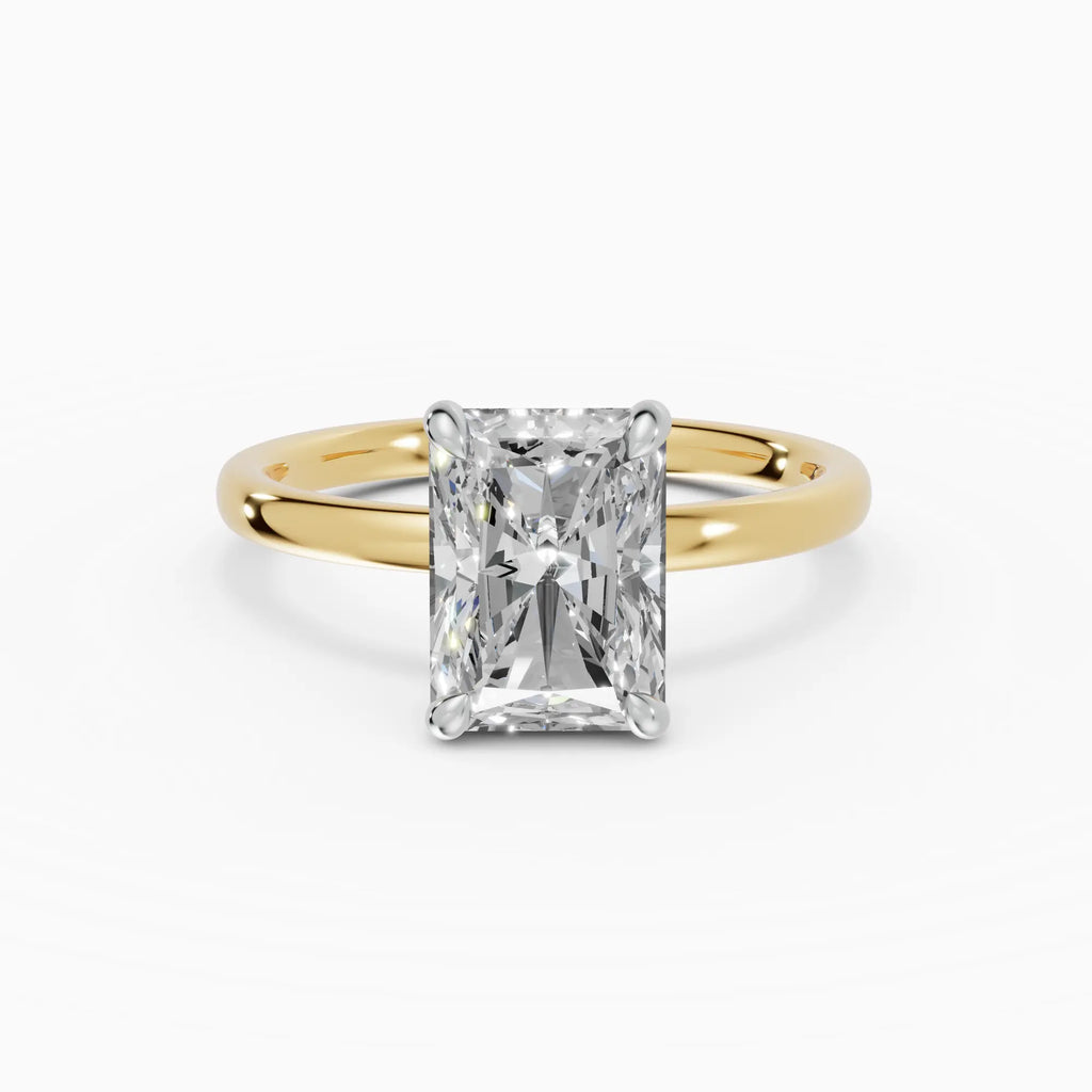 Anillo de compromiso THEIA radiante solitario halo escondido