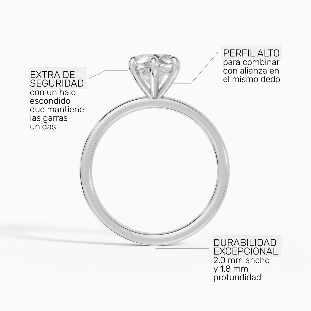 Anillo de compromiso THEIA marquesa solitario halo escondido - con caja