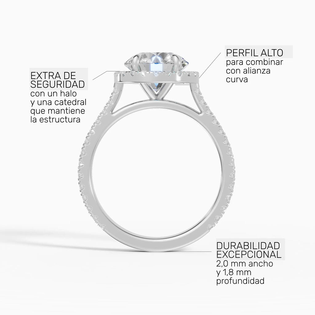 HELIA | Anillo halo brillante con catedral