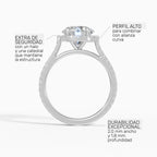 HELIA round brilliant halo with cathedral setting engagement ring - back view