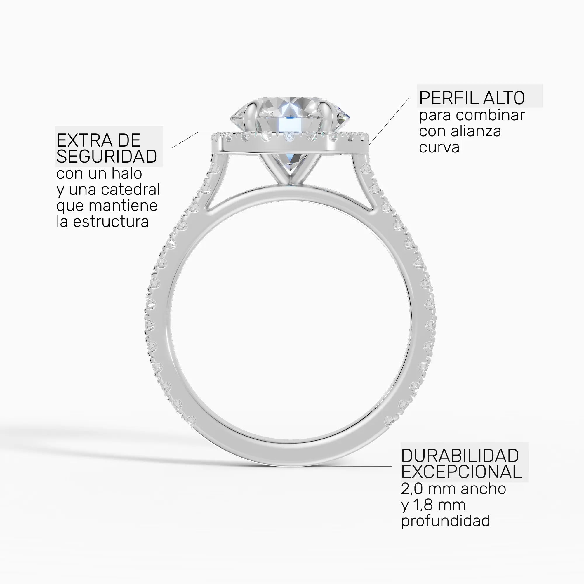 HELIA | Anillo halo brillante con catedral