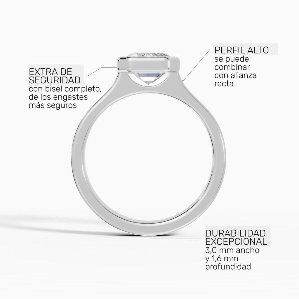 Anillo de compromiso HERA esmeralda solitario biselado