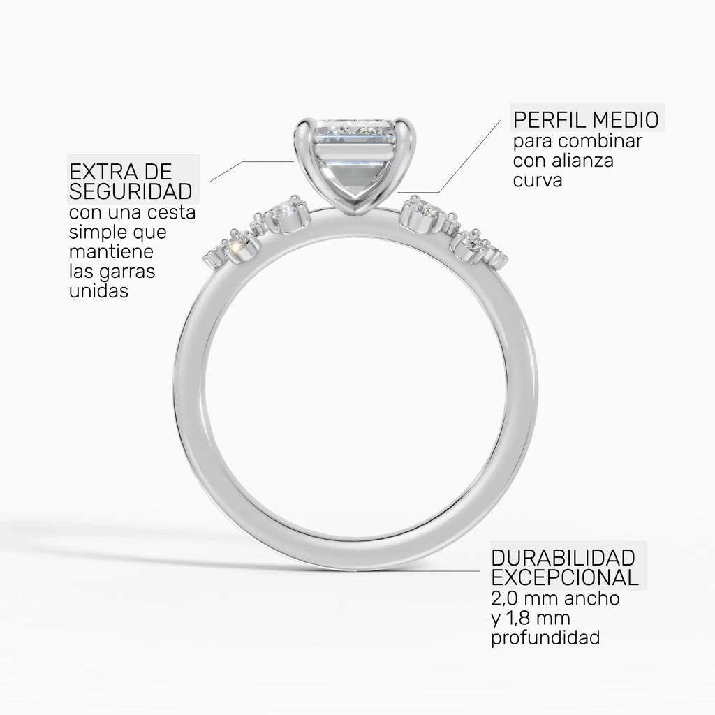 Anillo de compromiso JASMINE esmeralda clúster - con caja
