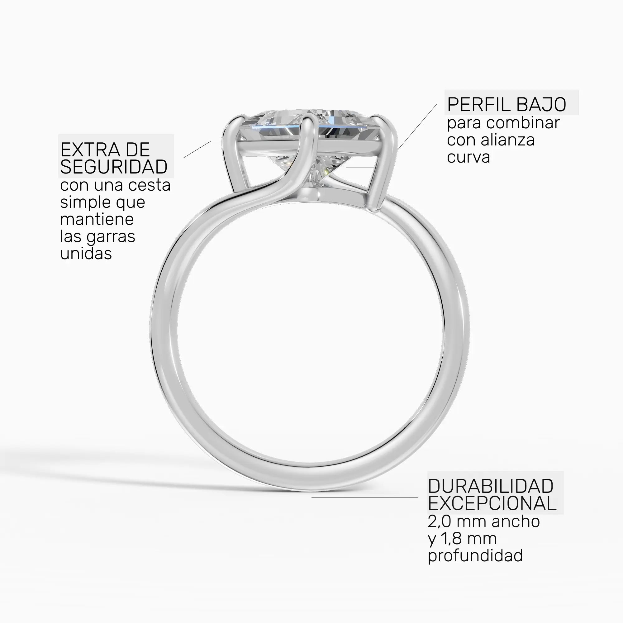 AXIS | Anillo princesa con engaste compás bypass