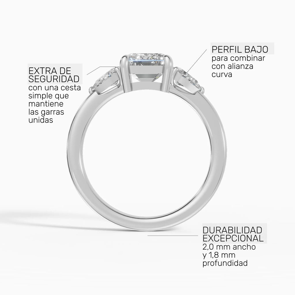 Anillo de compromiso ELARA esmeralda trilogía