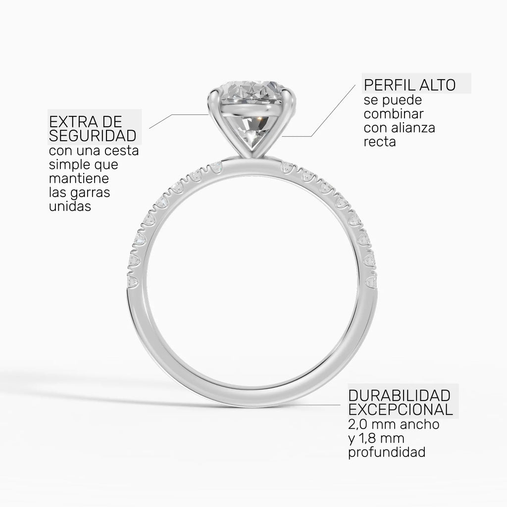 AURORA | Anillo solitario corte oval medio pavé