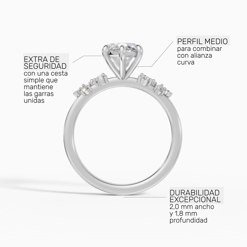Anillo de compromiso JASMINE marquesa clúster - con caja