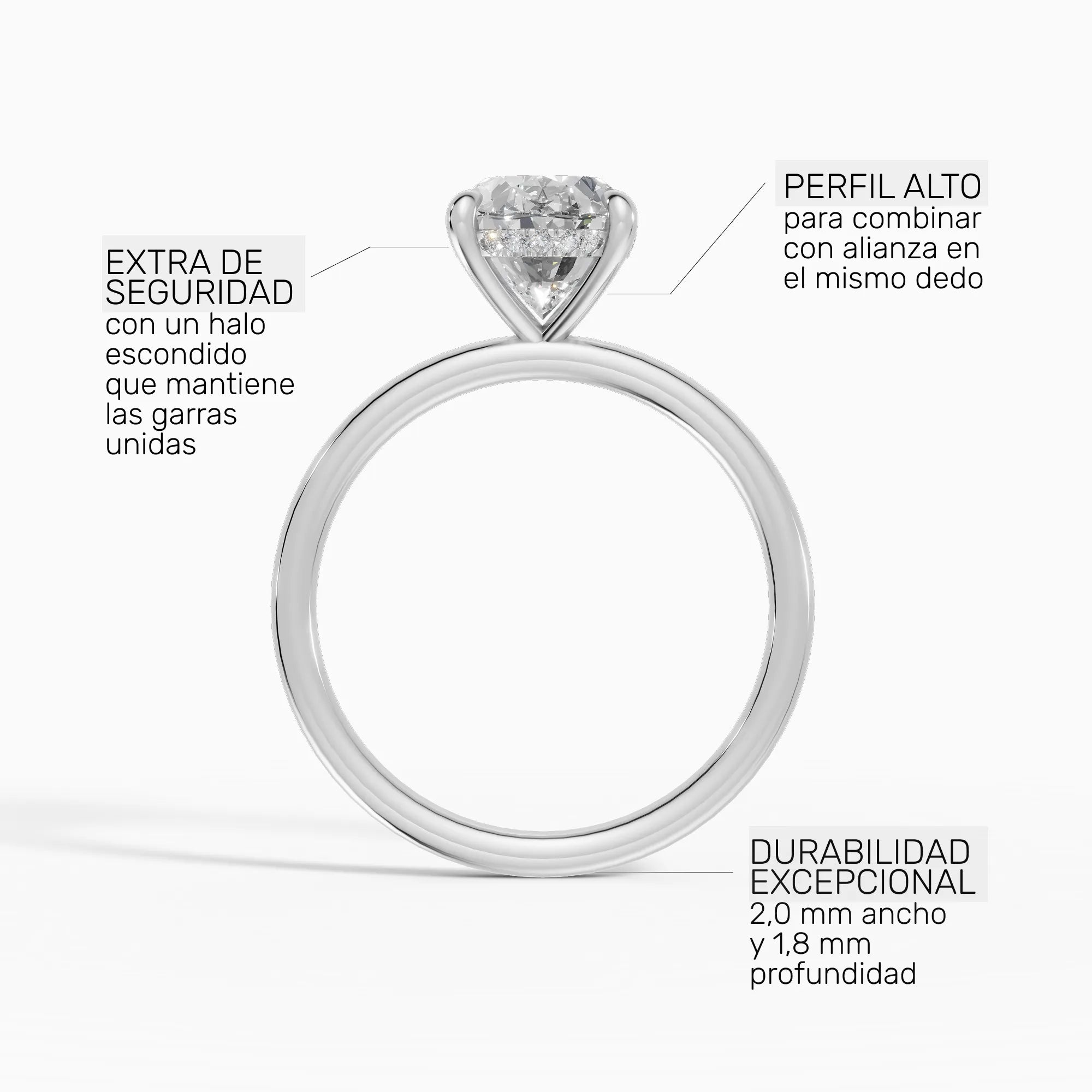 THEIA | Anillo solitario halo escondido oval