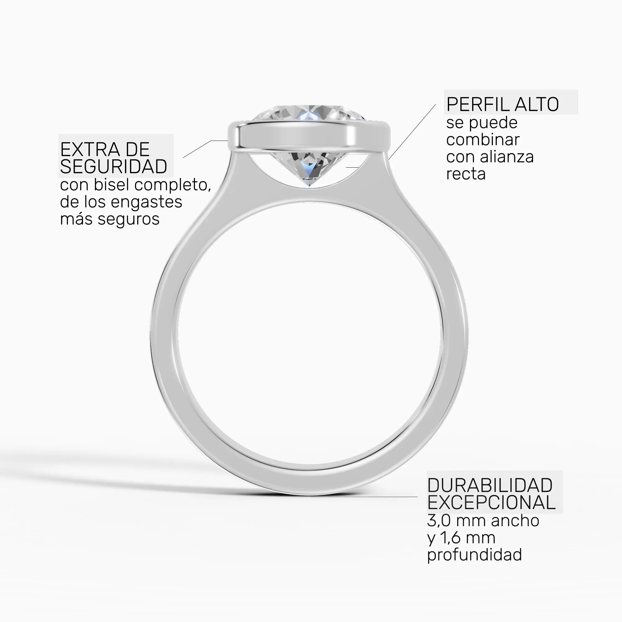 HERA | Anillo solitario brillante biselado