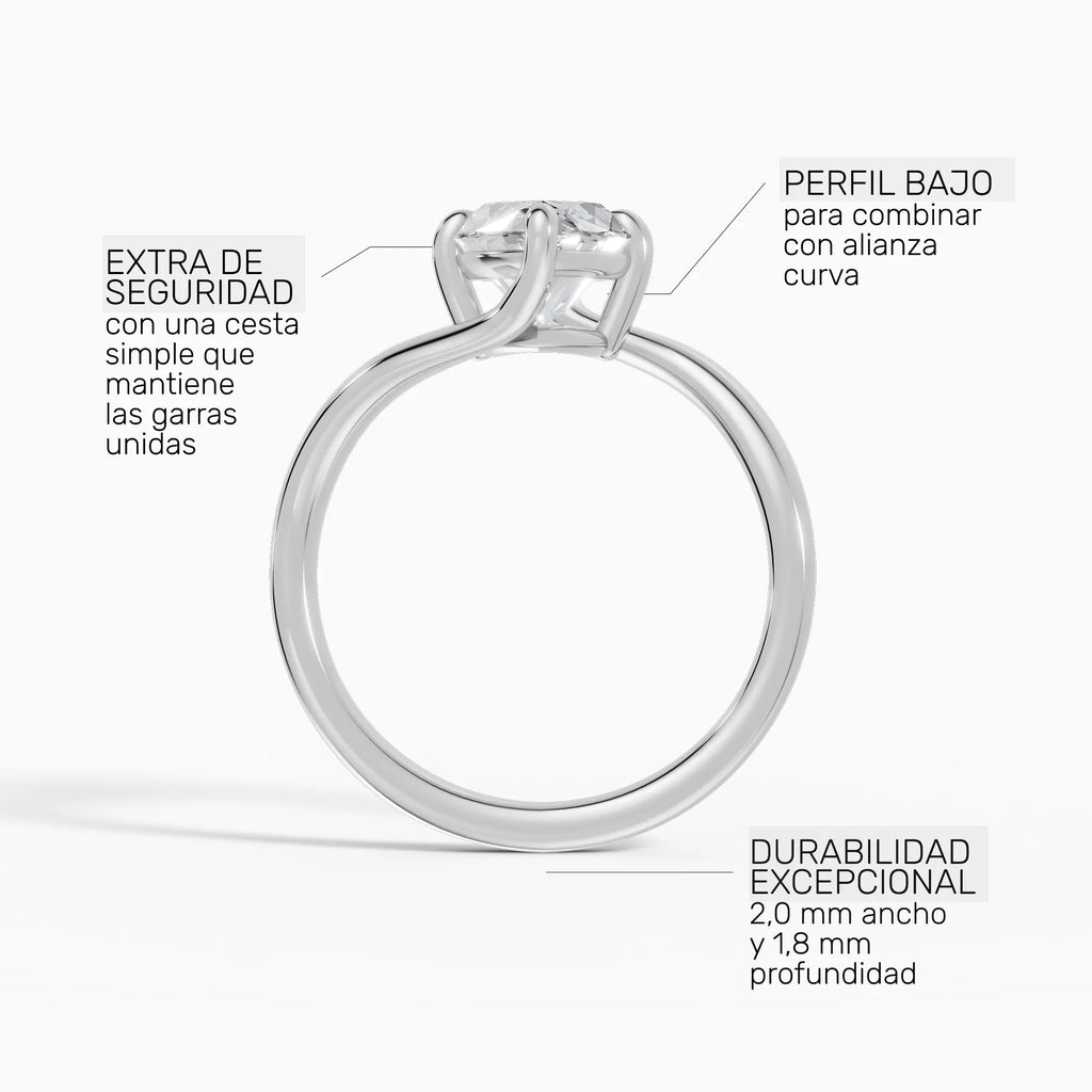 Anillo de compromiso AXIS marquesa con engaste compás bypass - galería