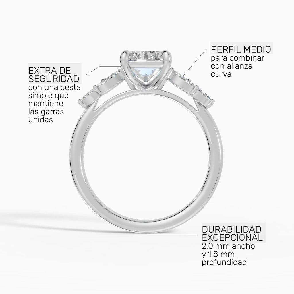Anillo de compromiso VESTA princesa clúster - con caja