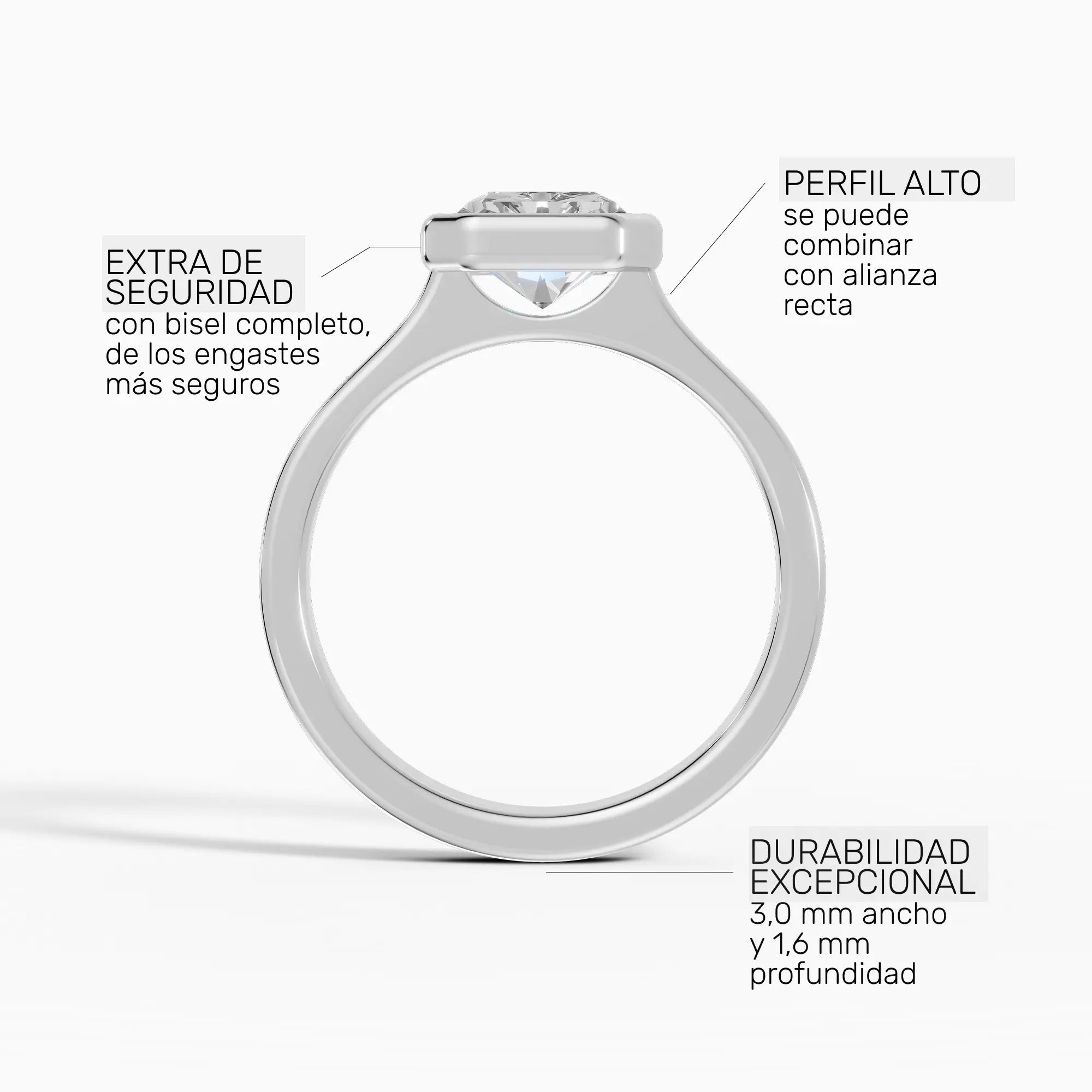 HERA | Anillo solitario radiante biselado