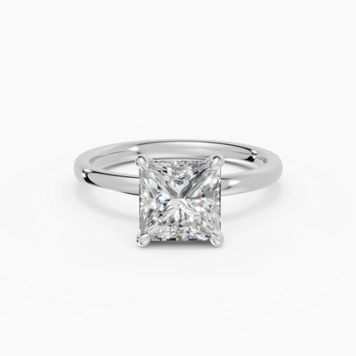 THEIA | Anillo solitario halo escondido princesa