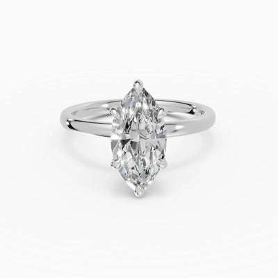 Anillo de compromiso THEIA marquesa solitario halo escondido - detalle banda