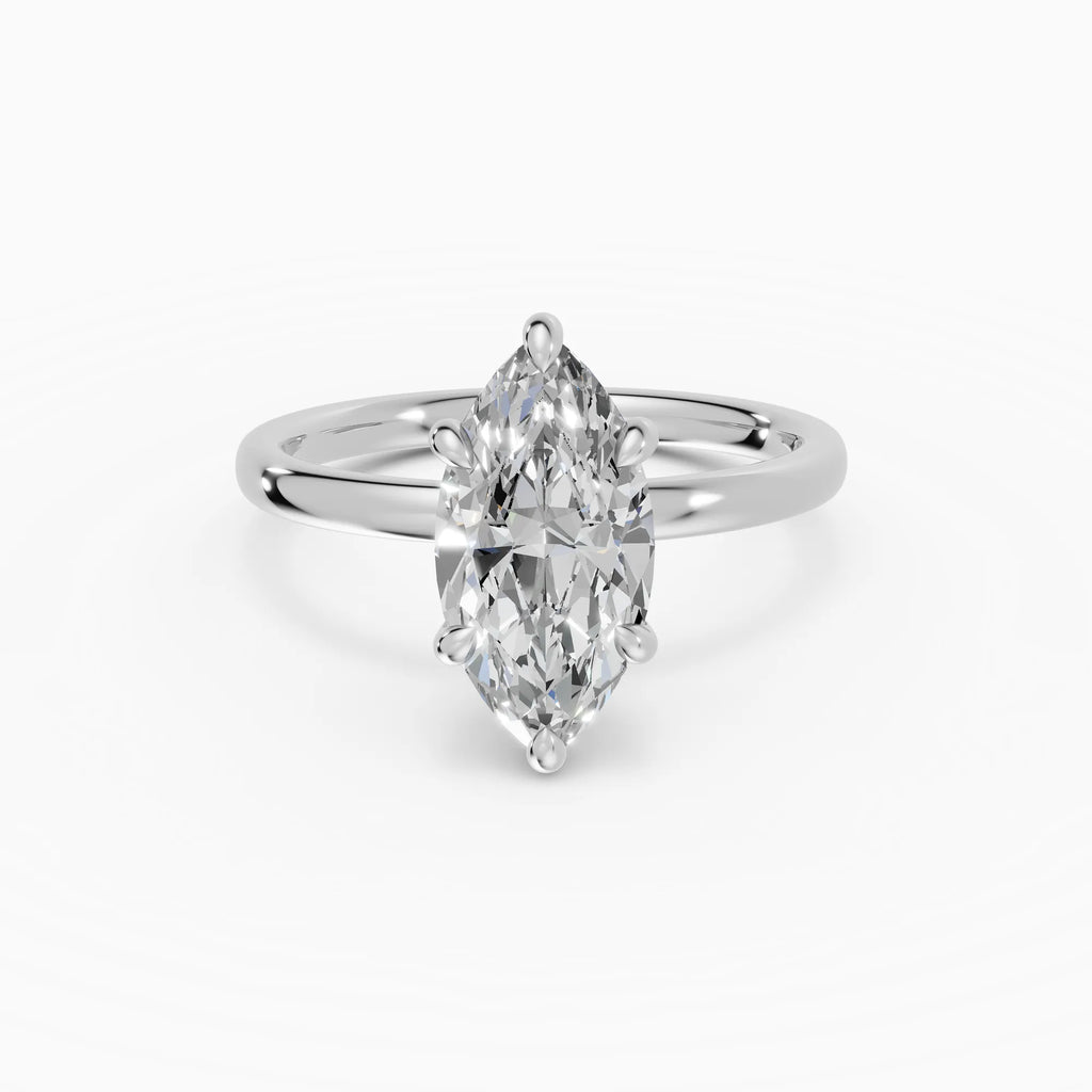 Anillo de compromiso THEIA marquesa solitario halo escondido - detalle banda