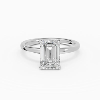 Anillo de compromiso THEIA esmeralda solitario halo escondido - detalle banda
