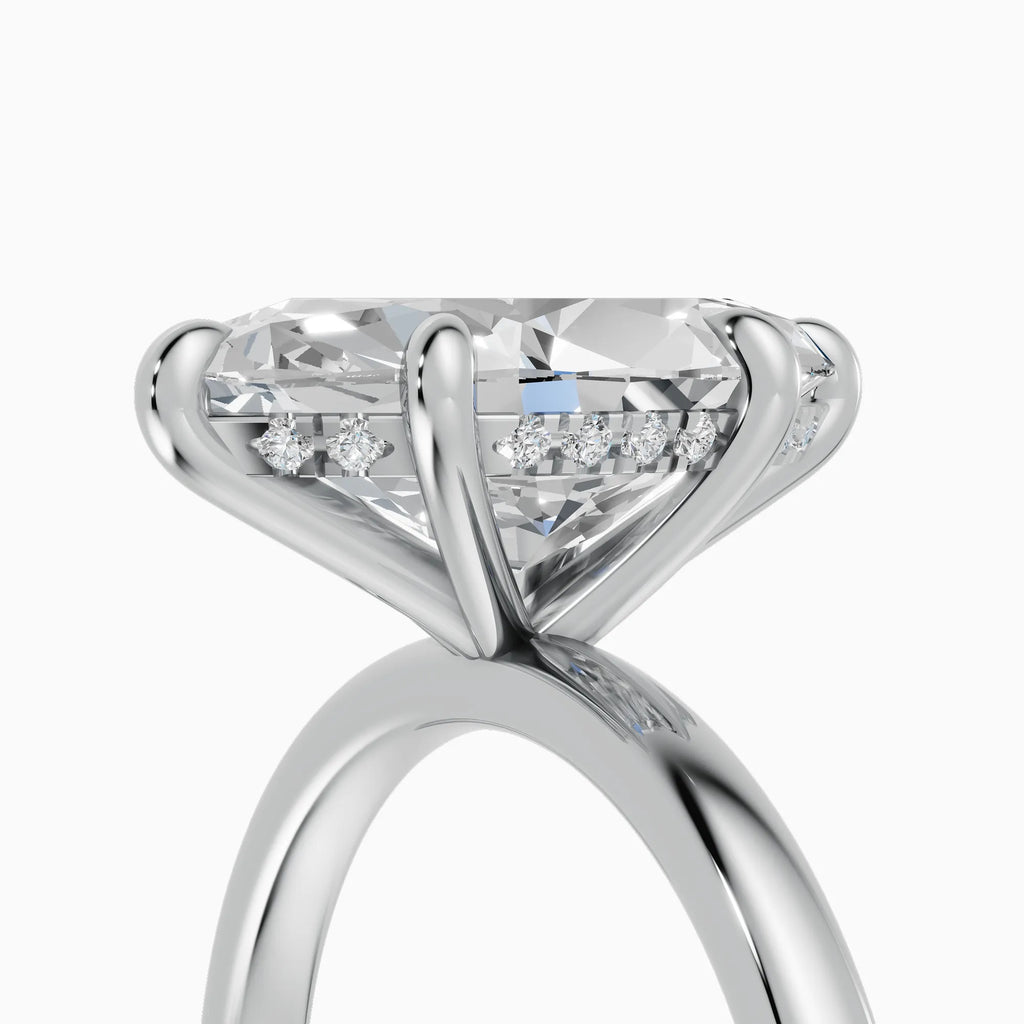 Anillo de compromiso THEIA marquesa solitario halo escondido - vista trasera