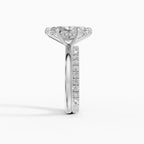 Anillo de compromiso THEIA marquesa solitario halo escondido - primer plano
