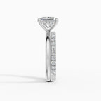 Anillo de compromiso THEIA princesa solitario halo escondido - primer plano