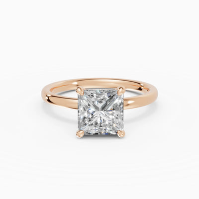 THEIA | Anillo solitario halo escondido princesa